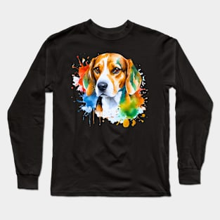 Watercolor Beagle Art Long Sleeve T-Shirt